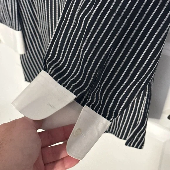 Men's Black and White Striped Shirt - Picture 5 of 9